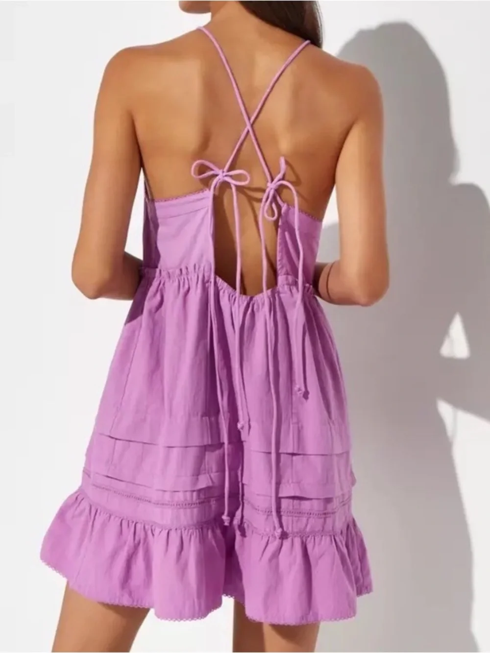 Free People | Desert Days Halter Mini Dress Dramatic Lilac Purple Cotton Medium